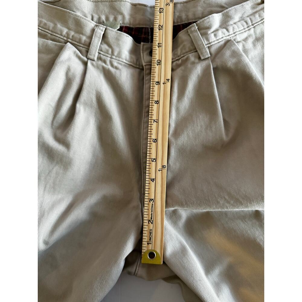 Vintage L.L. Bean Flannel Lined Khaki Pants 33x33 Pleated Tan Gorpcore Cabincore - Picture 5 of 8